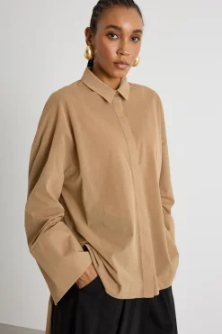 Blusa in jersey voile - Cammello