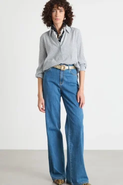 Blusa in marocaine stampata - Blu Bianco