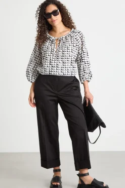 Blusa in mussola - Bianco Nero