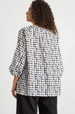 Blusa in mussola - Bianco Nero