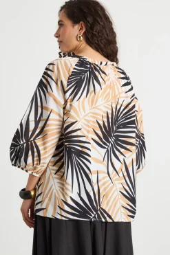 Blusa in mussola - Cammello Nero