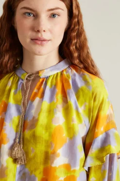 Blusa in mussola - Giallo Lilla Bianco