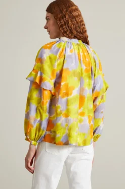 Blusa in mussola - Giallo Lilla Bianco