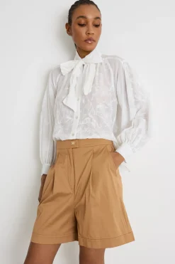 Blusa in mussola ricamata - Bianco