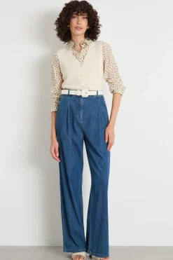 Blusa in mussola stampata - Bianco Cammello
