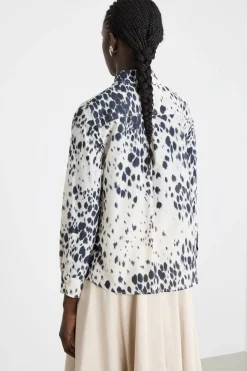 Blusa in mussola stampata - Bianco Nero