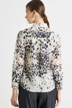 Blusa in mussola stampata - Bianco Nero