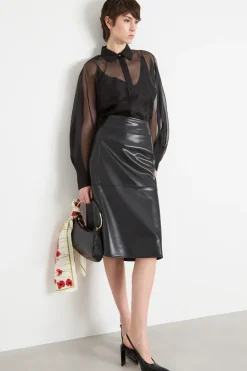 Blusa in organza - Nero