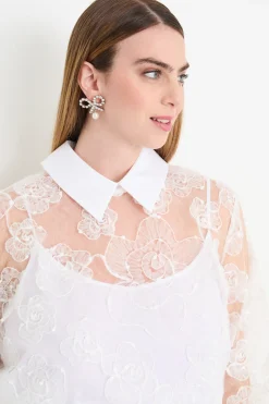 Blusa in pizzo ricamato - Bianco