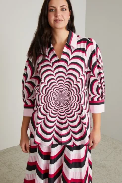 Blusa in popeline - Rosso Rosa Bianco