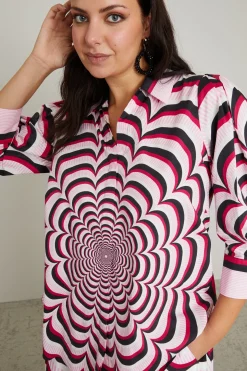 Blusa in popeline - Rosso Rosa Bianco