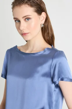 Blusa in raso - Azzurro