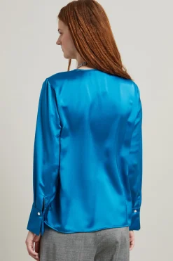 Blusa in raso - Azzurro
