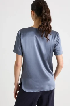 Blusa in raso - Blu