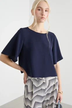 Blusa in raso - Blu