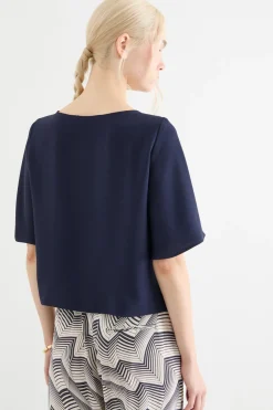 Blusa in raso - Blu