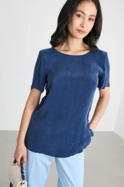 Blusa in raso - Blu