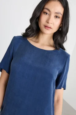 Blusa in raso - Blu