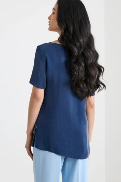 Blusa in raso - Blu