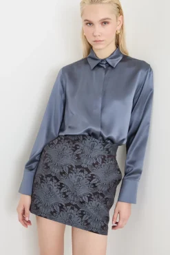 Blusa in raso - Blu