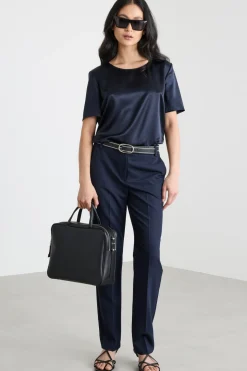 Blusa in raso - Blu