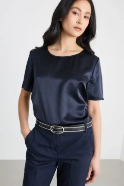 Blusa in raso - Blu