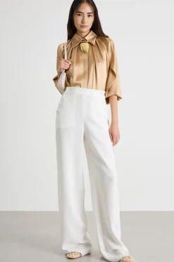 Blusa in raso - Cammello
