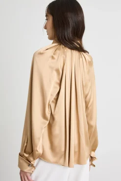 Blusa in raso - Cammello