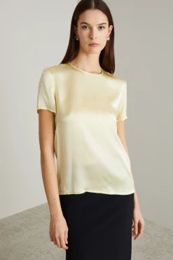 Blusa in raso di seta - Giallo