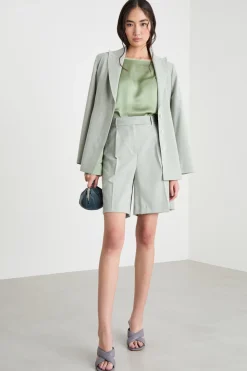 Blusa in raso fluido - Verde Chiaro
