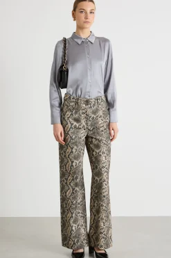 Blusa in raso - Grigio