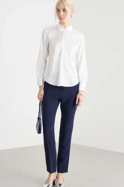 Blusa in raso leggero stretch - Bianco