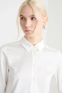 Blusa in raso leggero stretch - Bianco