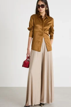 Blusa in raso - Marrone