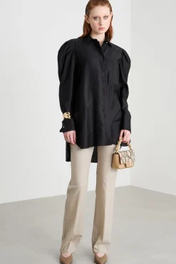 Blusa in raso - Nero