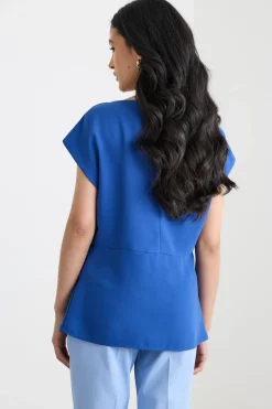 Blusa in raso opaco - Blu