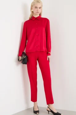 Blusa in raso - Rosso