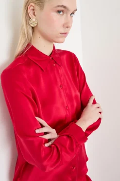 Blusa in raso - Rosso