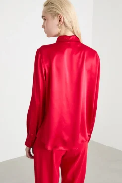 Blusa in raso - Rosso