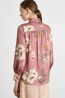 Blusa in raso stampato - Rosa