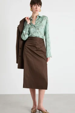 Blusa in raso stampato - Verde