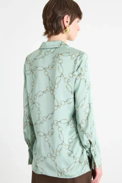 Blusa in raso stampato - Verde