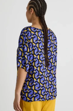 Blusa in raso stampato - Viola