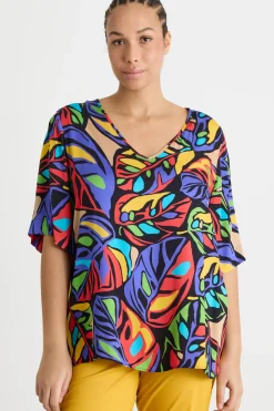 Blusa in raso stampato - Viola Rosso