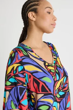 Blusa in raso stampato - Viola Rosso