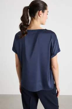 Blusa in raso stretch - Blu
