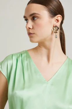 Blusa in raso - Verde