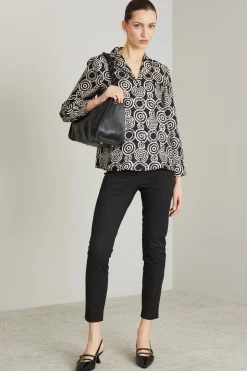 Blusa in seta - Nero Bianco