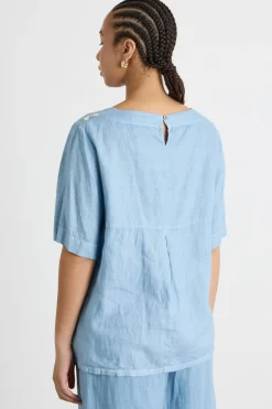 Blusa in tela - Azzurro