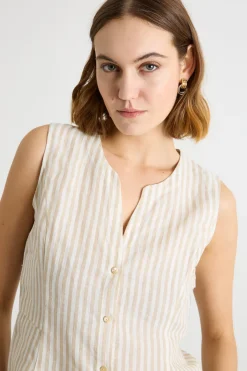 Blusa in tela - Bianco Cammello